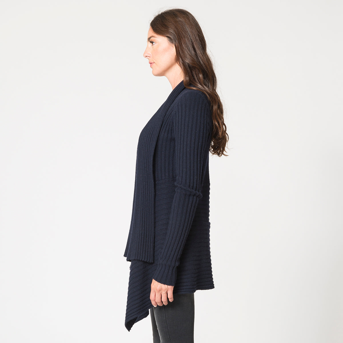 Cashmere Rib Drape in Navy