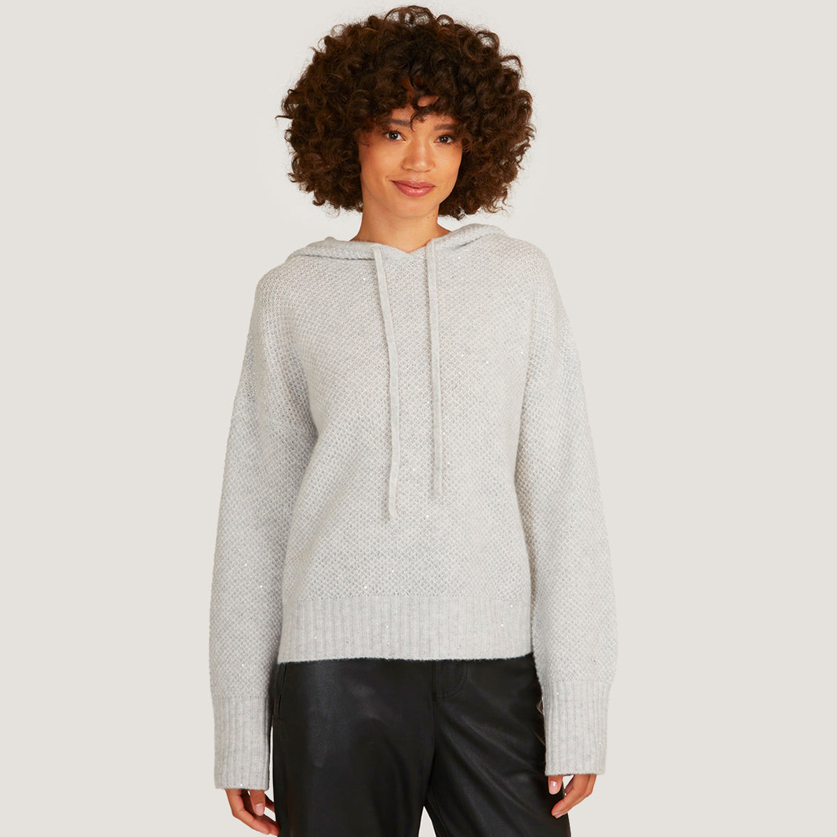 Sequin Honeycomb Hoodie in Polar Gray Autumn Cashmere