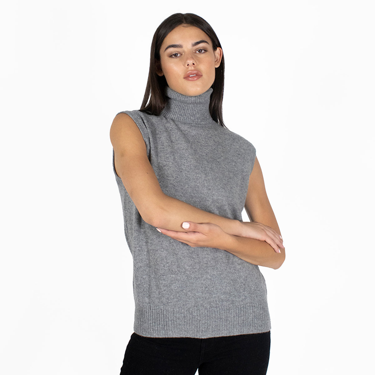 Relaxed Fit Sleeveless Turtleneck Autumn Cashmere