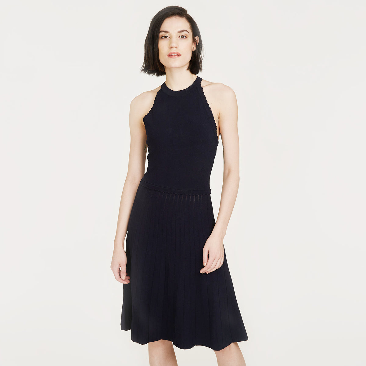 Racerback Halter Dress w Scallop Edges Autumn Cashmere