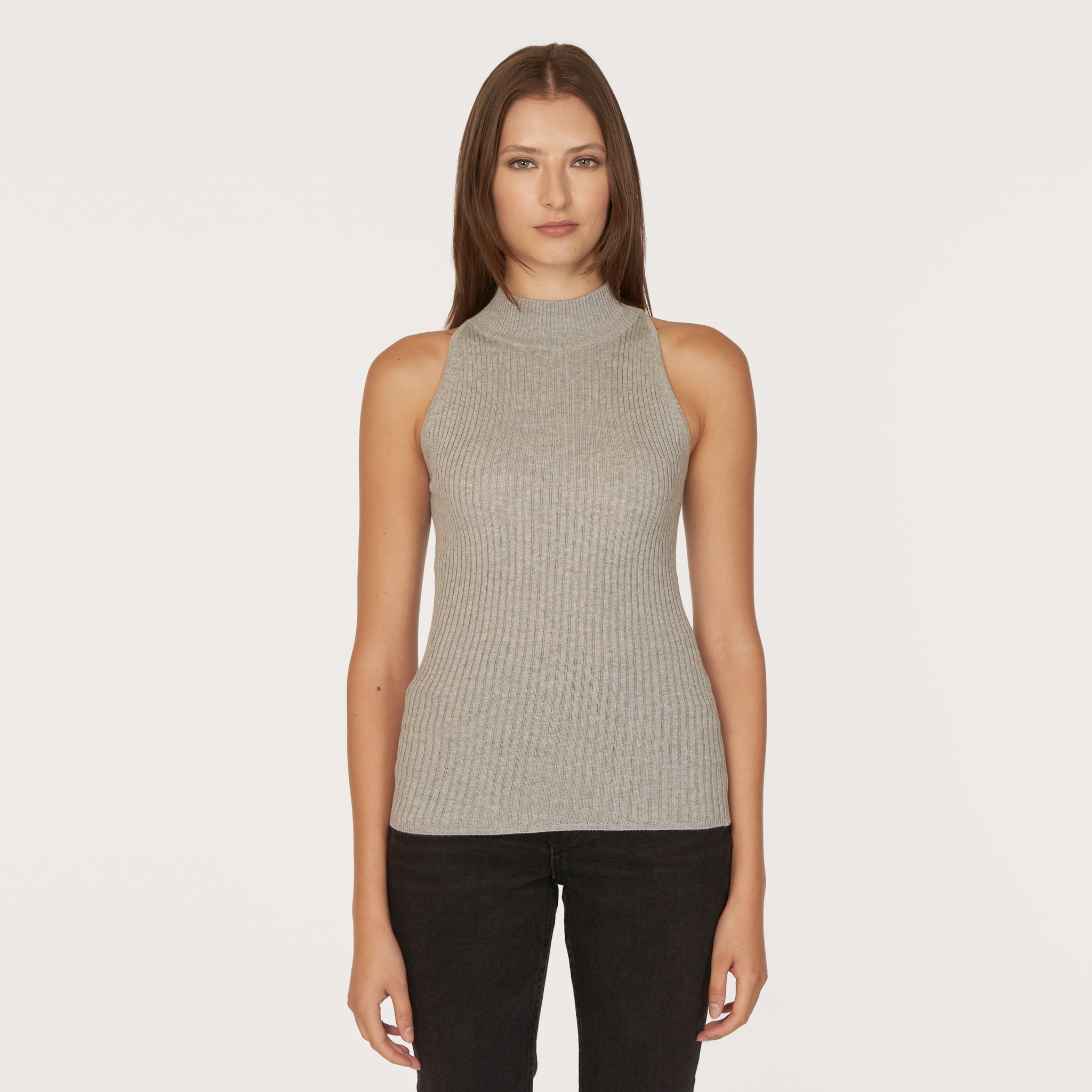 Rib Mock Halter in Sweatshirt | Autumn Cashmere