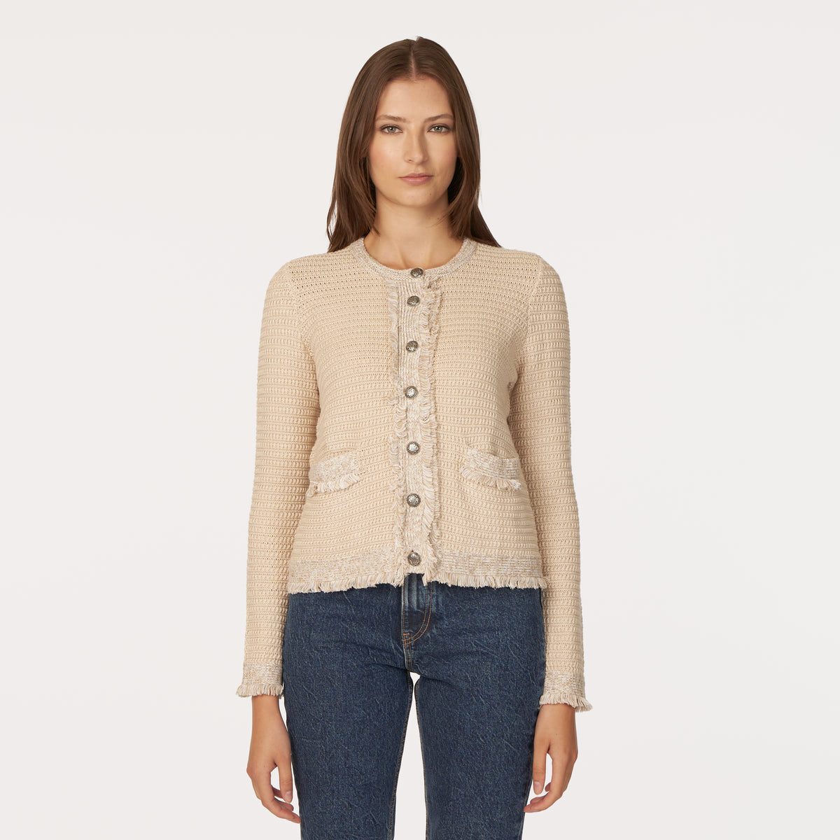 Fringe Trimmed Chunky Jacket – Autumn Cashmere