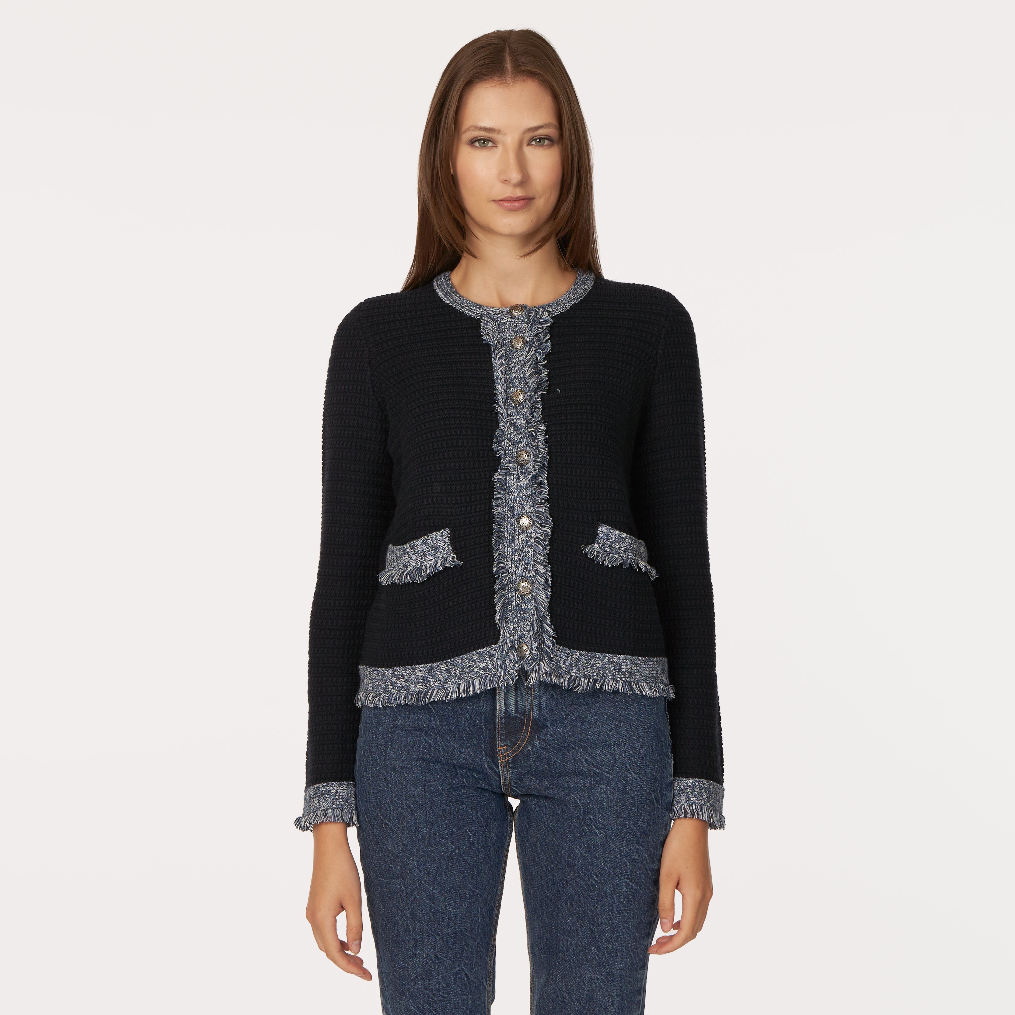 Fringe Trimmed Chunky Jacket Autumn Cashmere