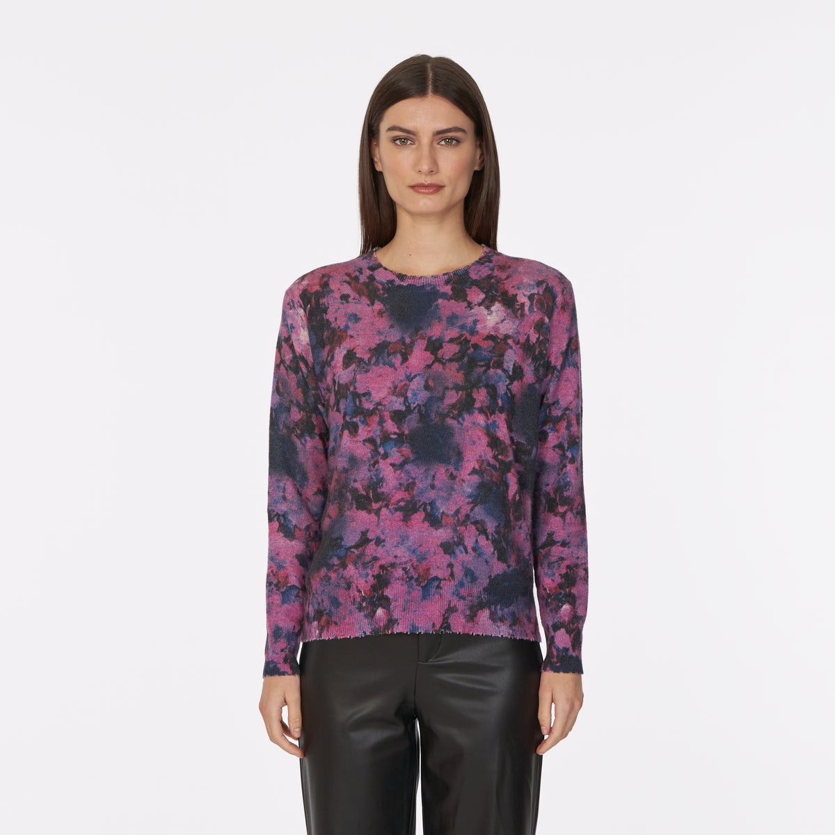 Floral Print Distressed Crew – Autumn Cashmere