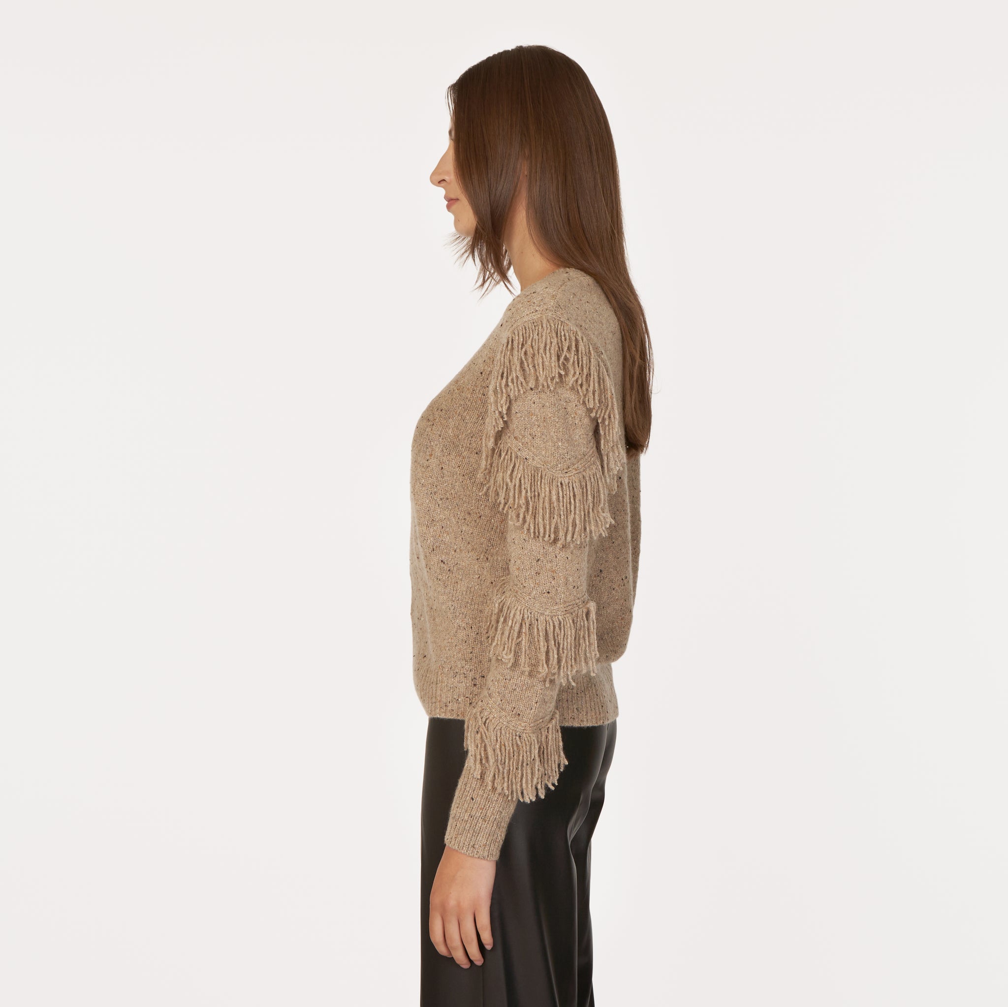 Fringe Sleeve Crew Autumn Cashmere