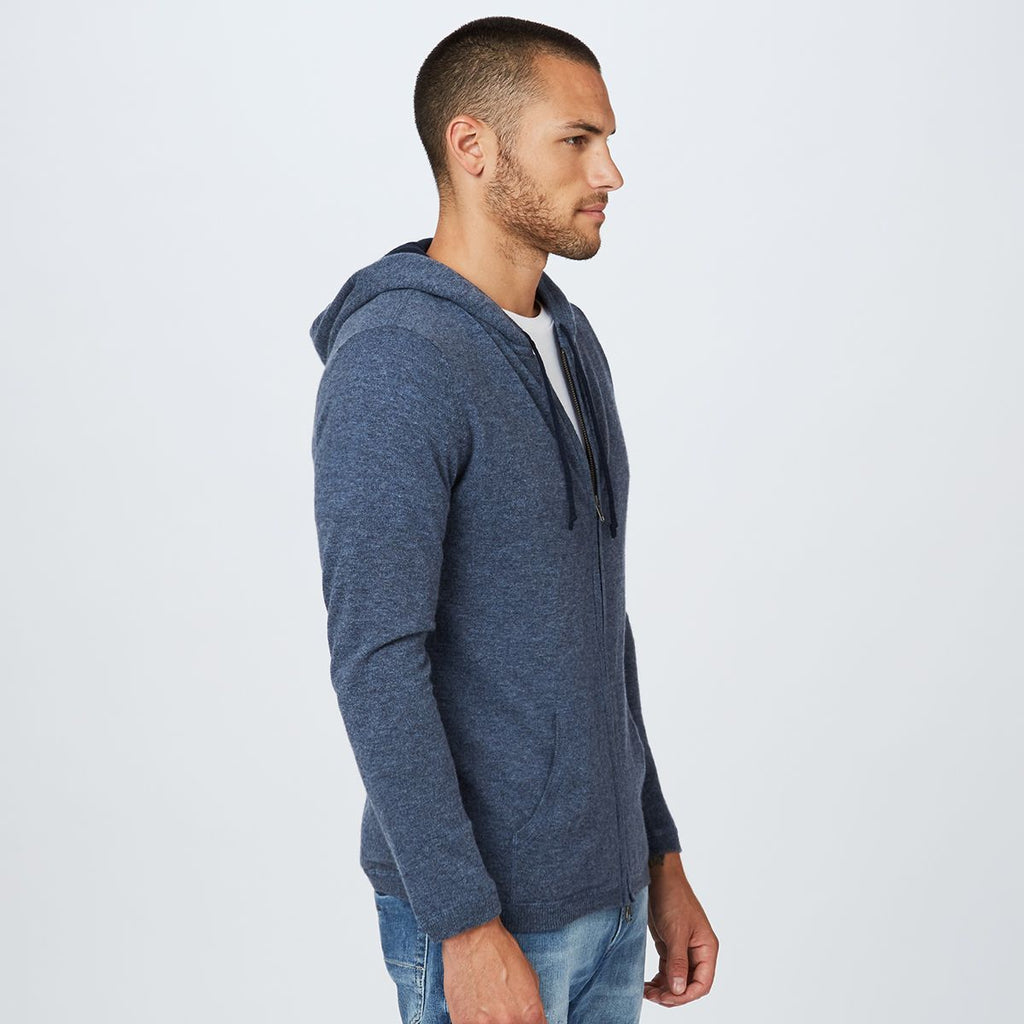 Cashmere Full Zip Hoodie in Dark Blue | Men's Hoodies & Sweaters | Autumn Cashmere